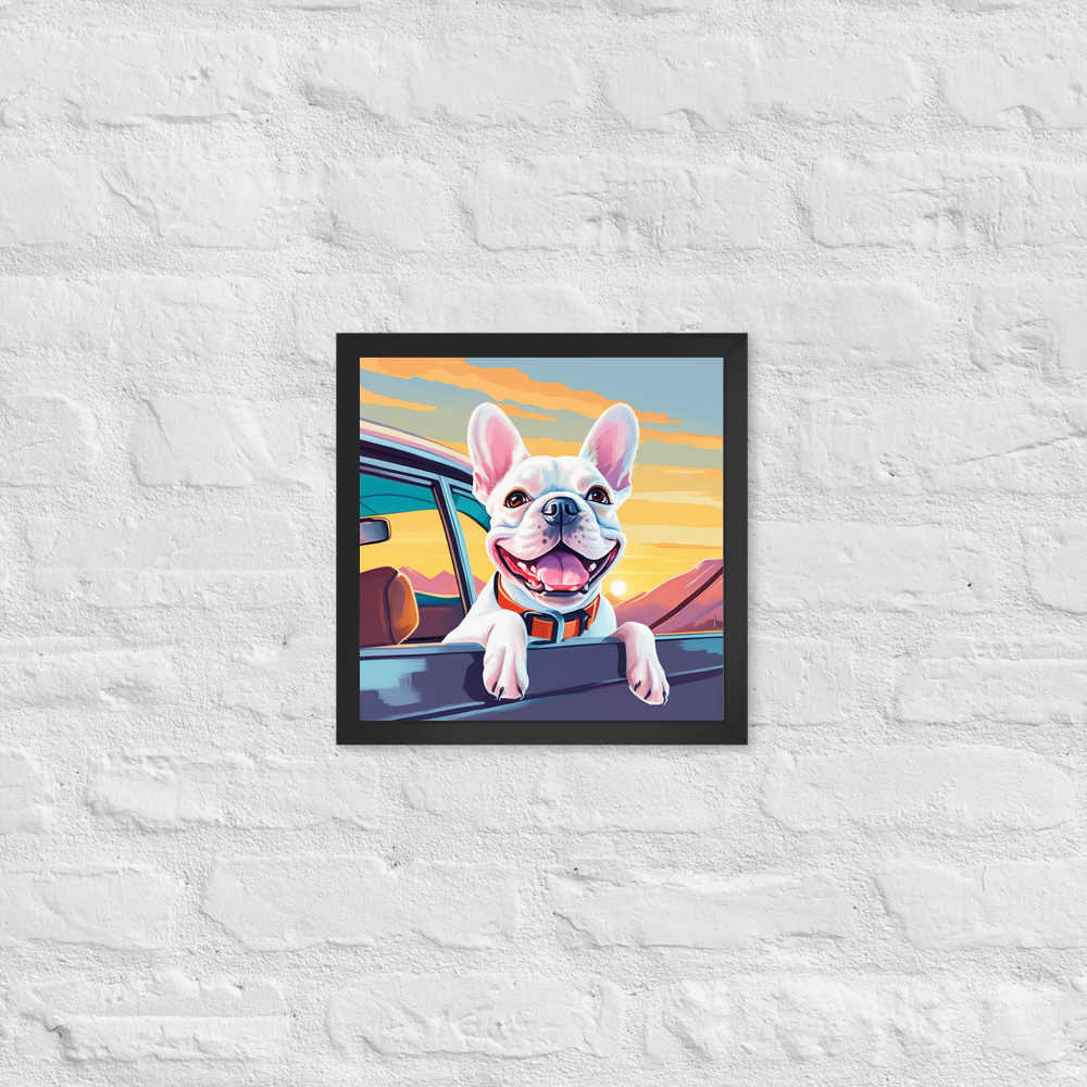 PugMug Custom White French Bulldog Framed Print