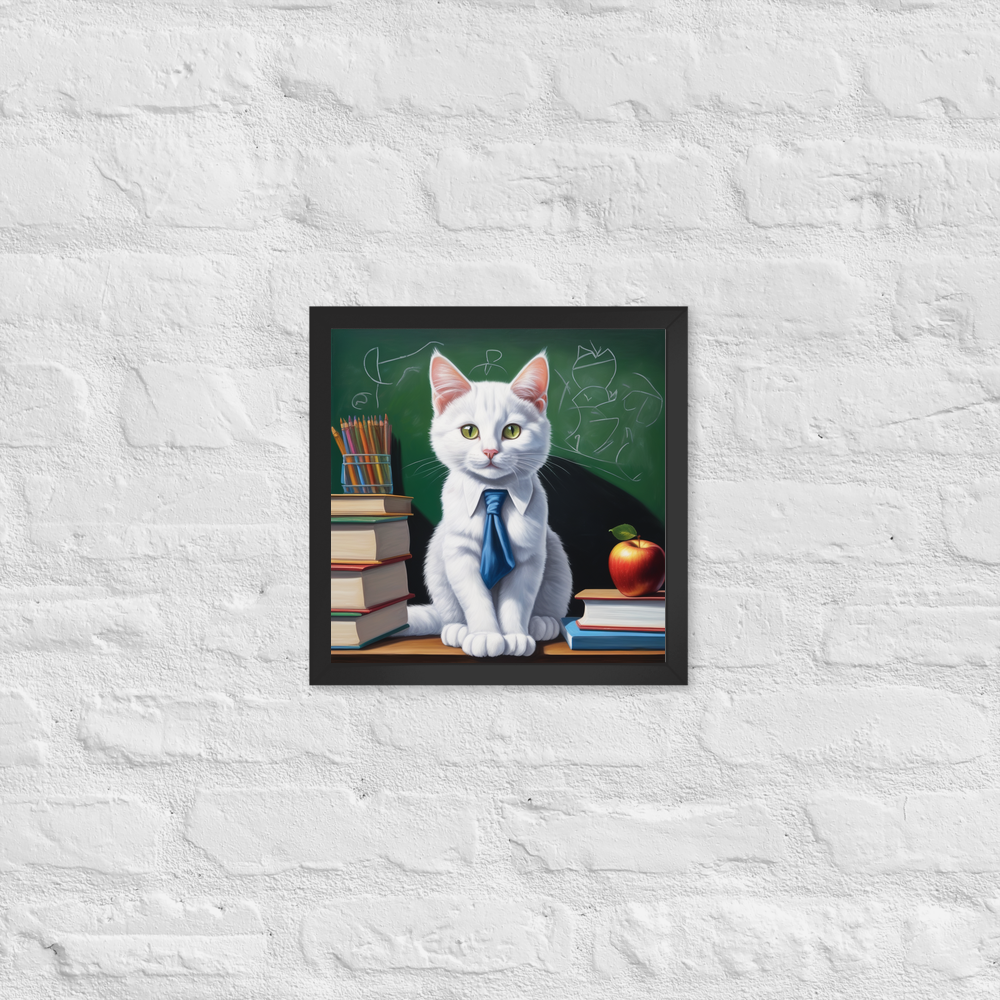 PugMug Custom White Companion Cat Framed Print
