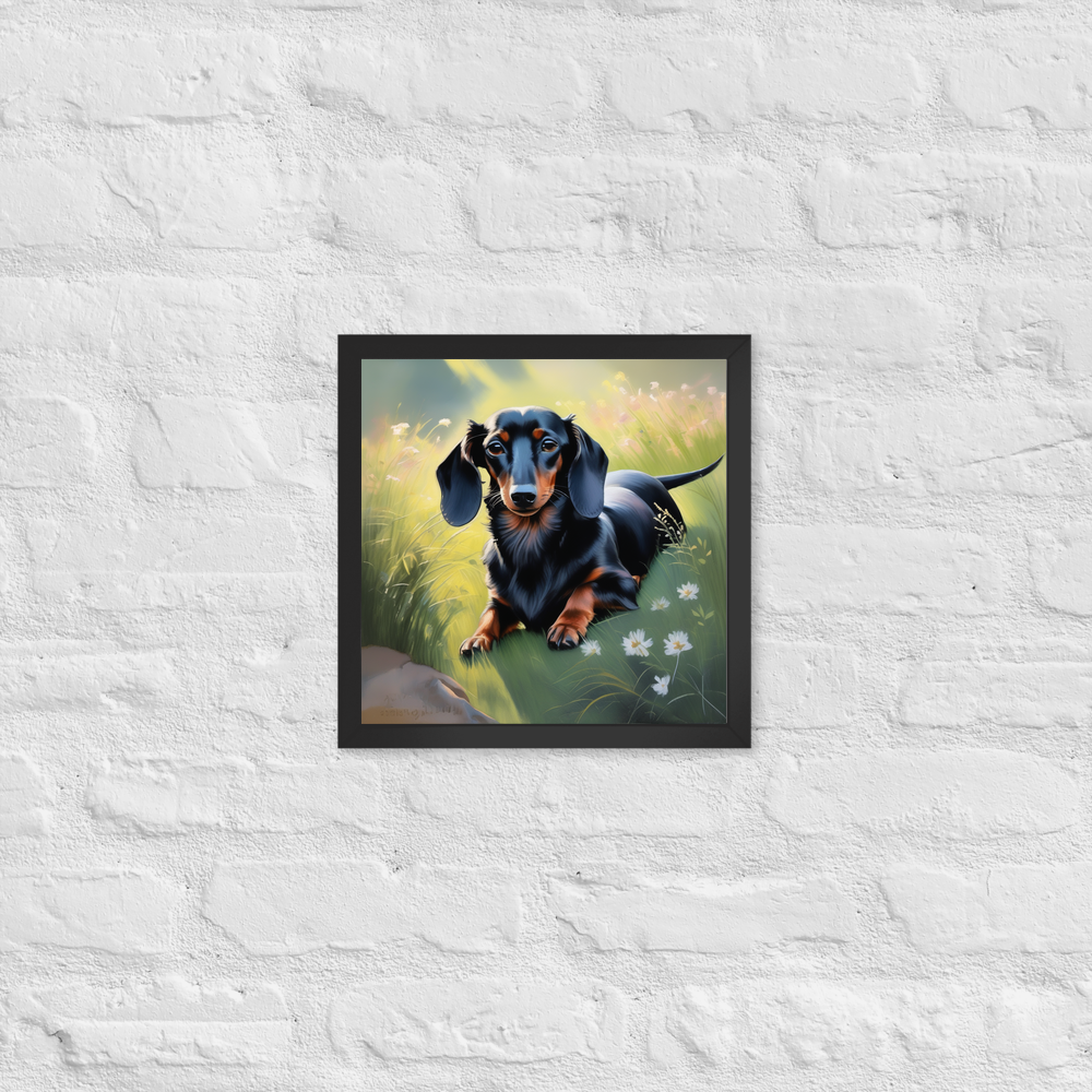 PugMug Custom Black Dachshund Framed Print