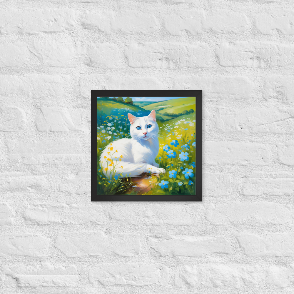 PugMug Custom White Companion Cat Framed Print