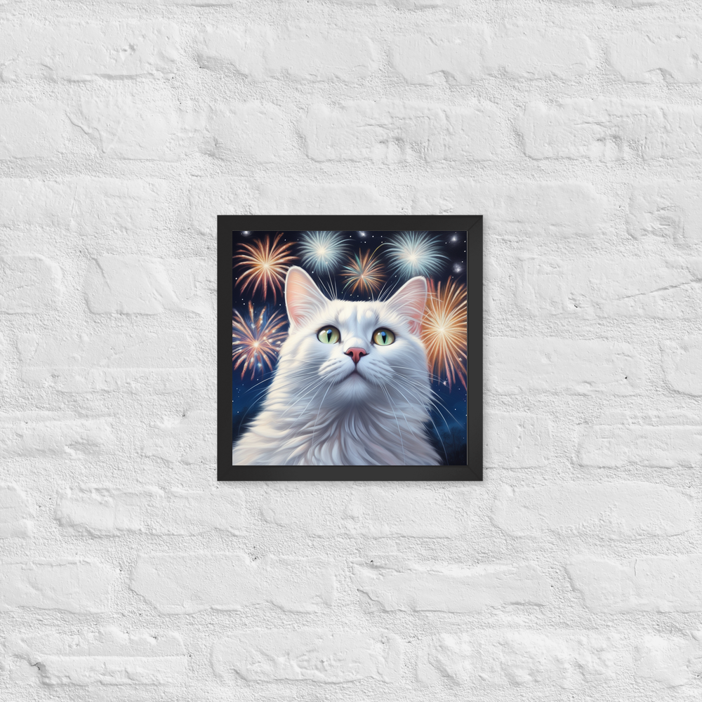 PugMug Custom White Companion Cat Framed Print