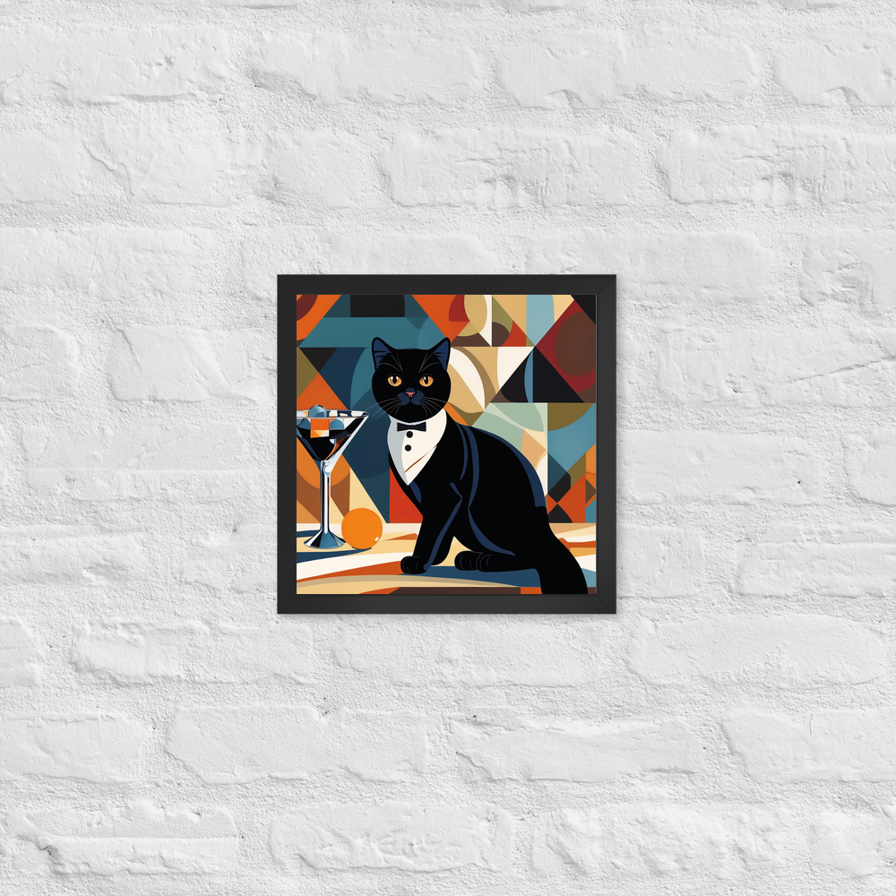 PugMug Custom Black Scottish Fold Cat Framed Print