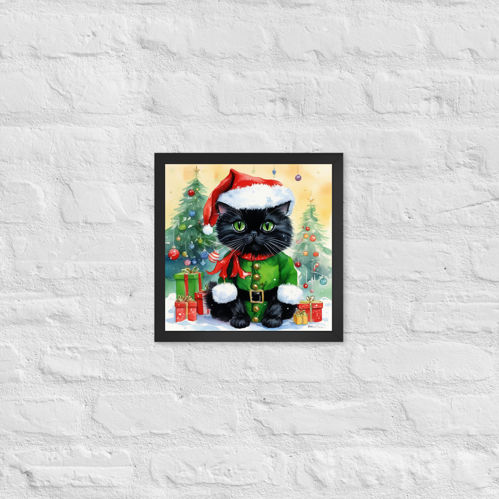 PugMug Custom Black Persian Cat Framed Print