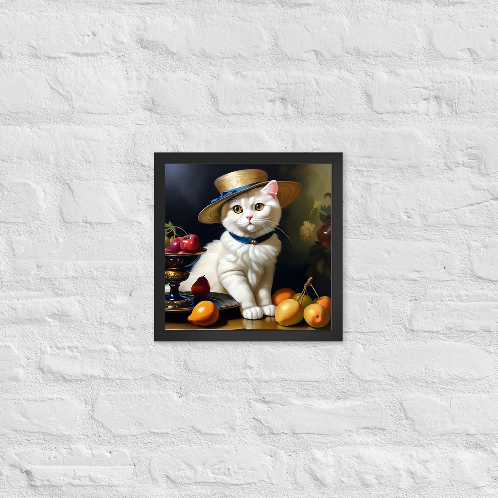 PugMug Custom White Scottish Fold Cat Framed Print
