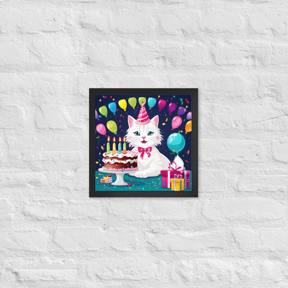 PugMug Custom White Companion Cat Framed Print