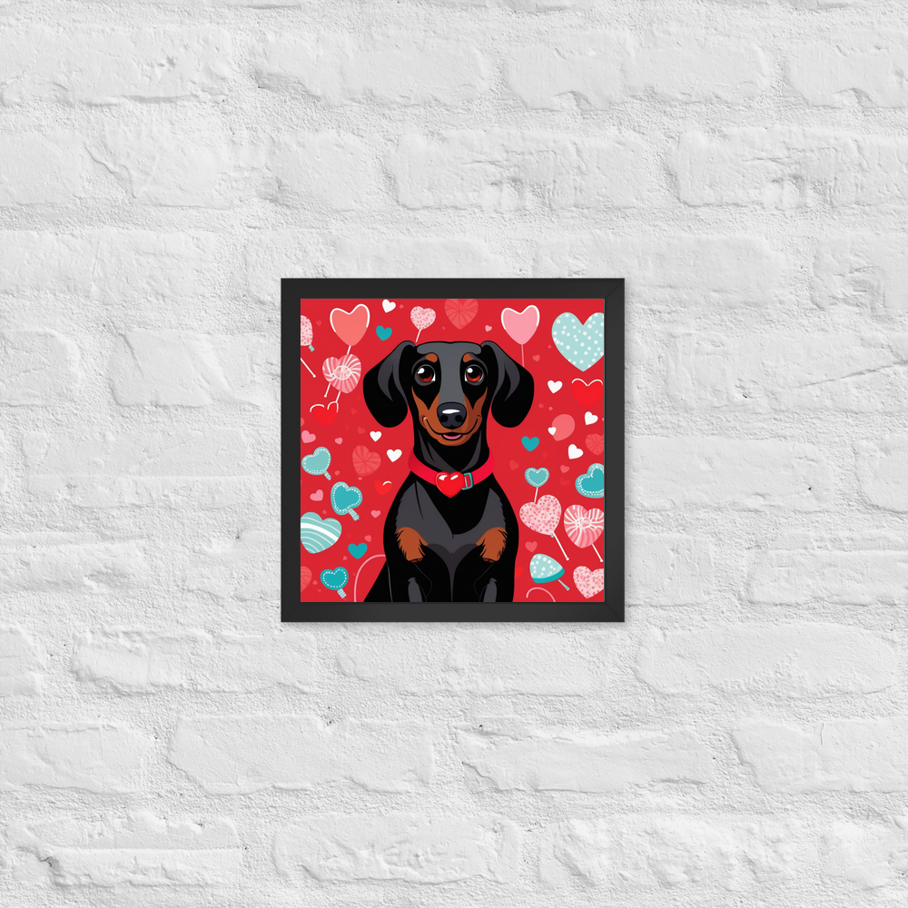 PugMug Custom Black Dachshund Framed Print