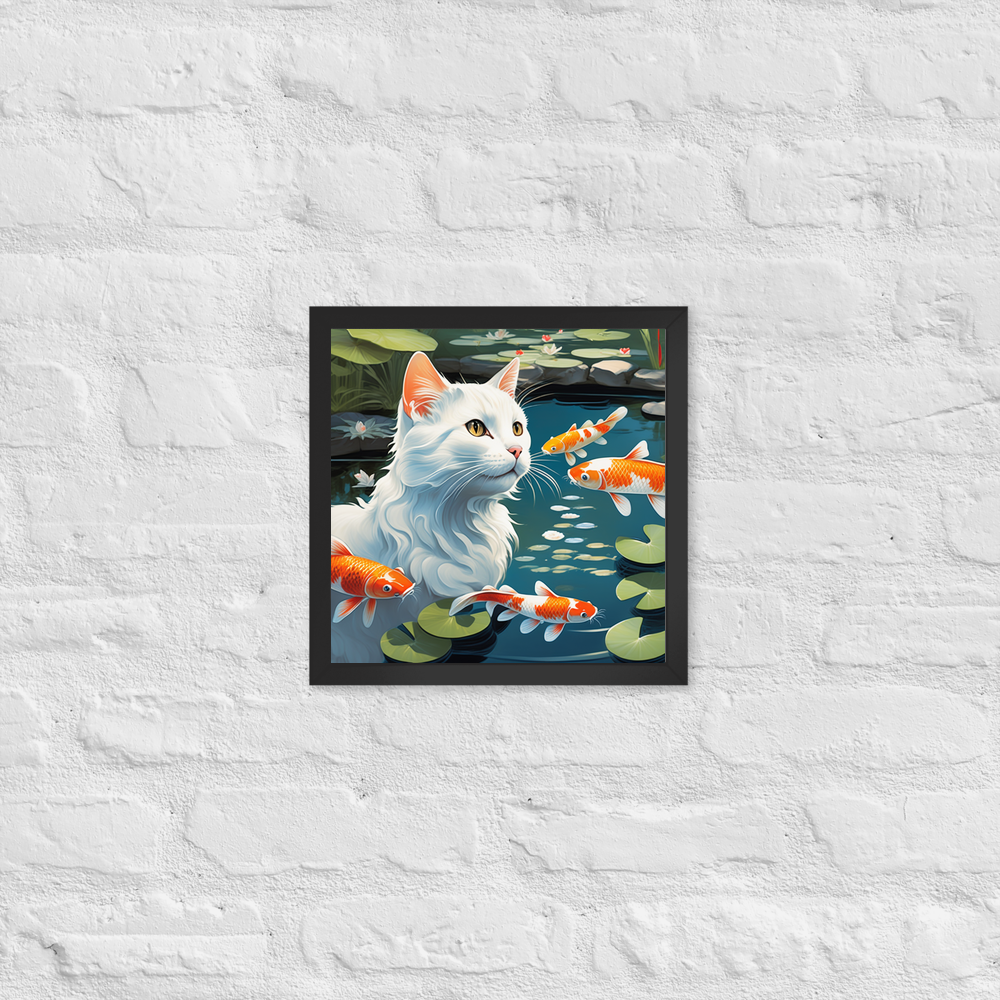 PugMug Custom White Companion Cat Framed Print