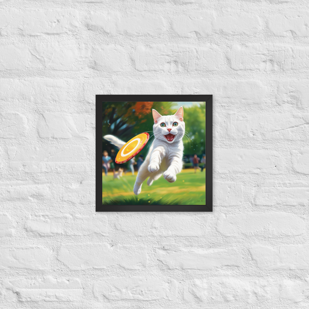PugMug Custom White Companion Cat Framed Print