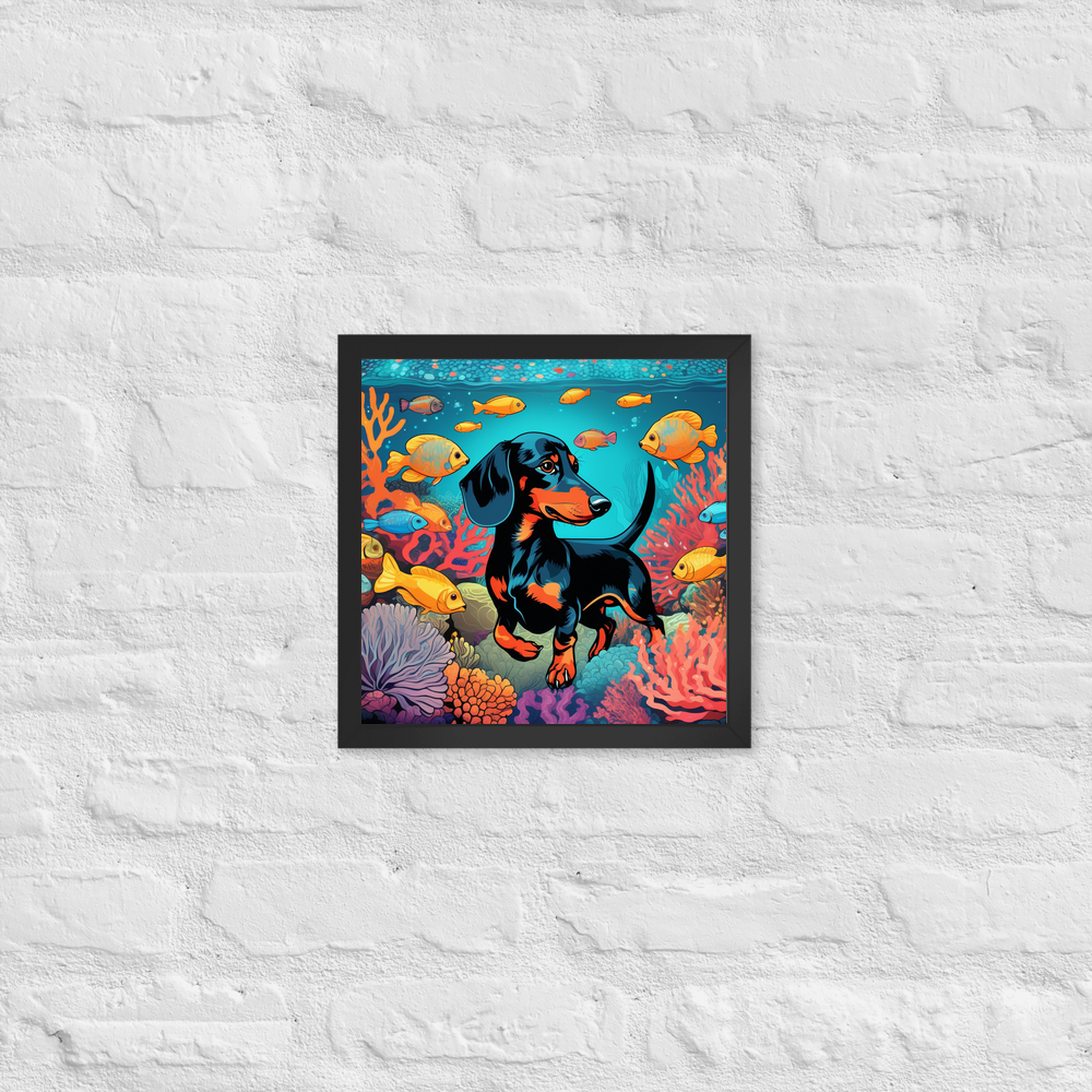 PugMug Custom Black Dachshund Framed Print