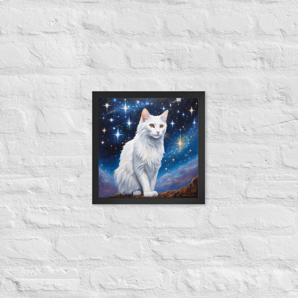 PugMug Custom White Companion Cat Framed Print
