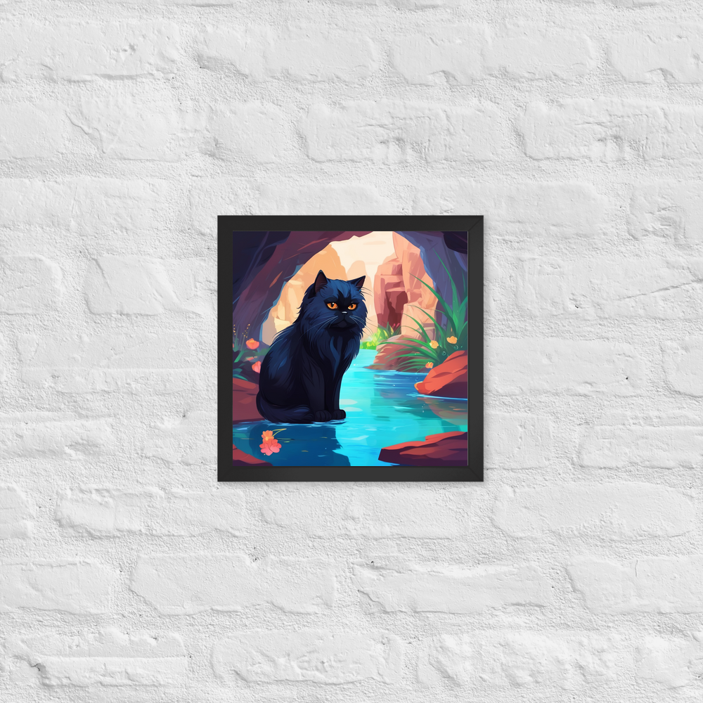 PugMug Custom Black Persian Cat Framed Print