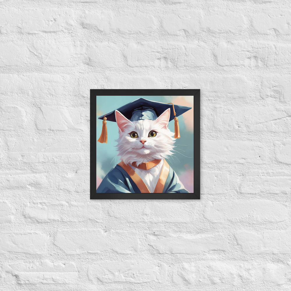 PugMug Custom White Companion Cat Framed Print