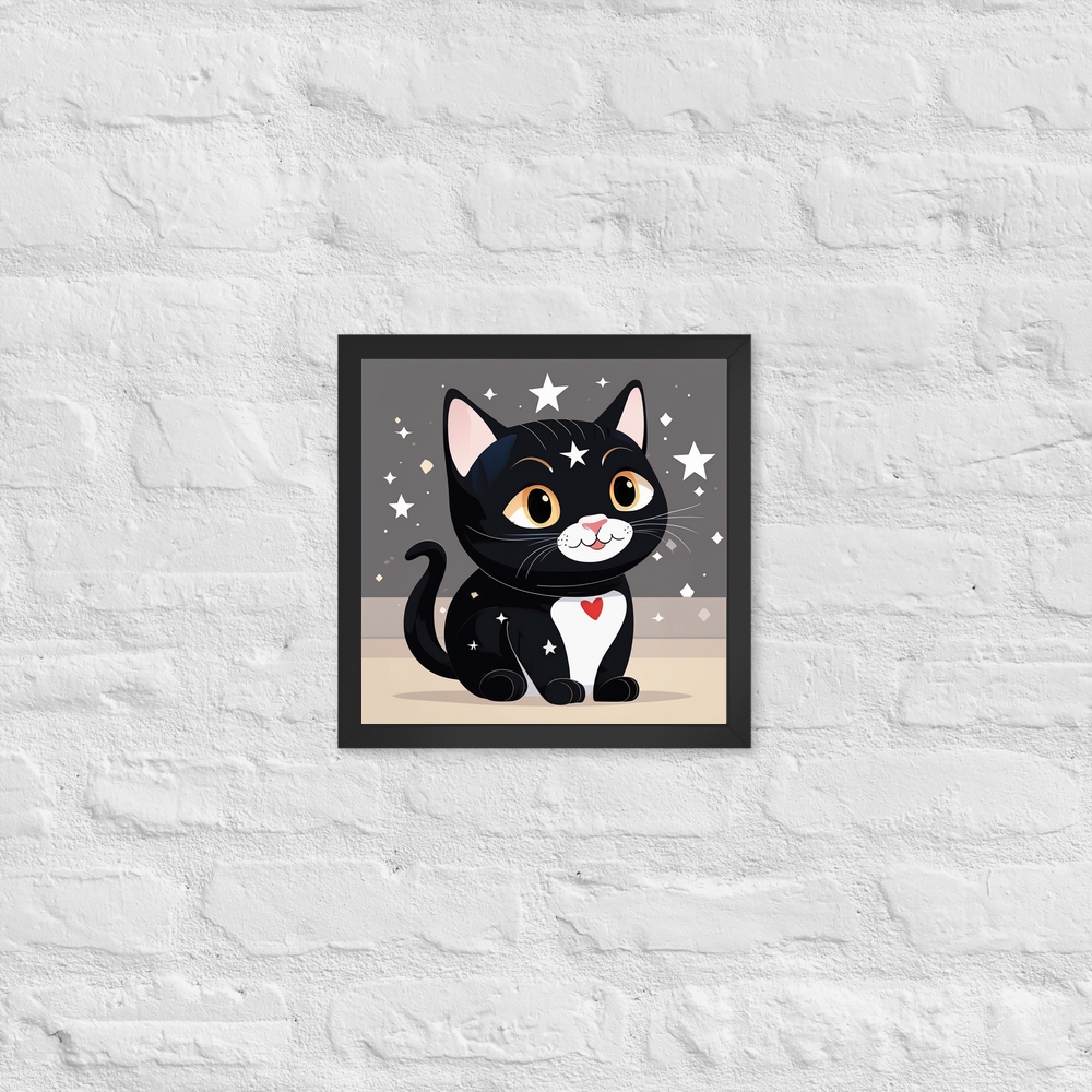 PugMug Custom Black American Shorthair Cat Framed Print