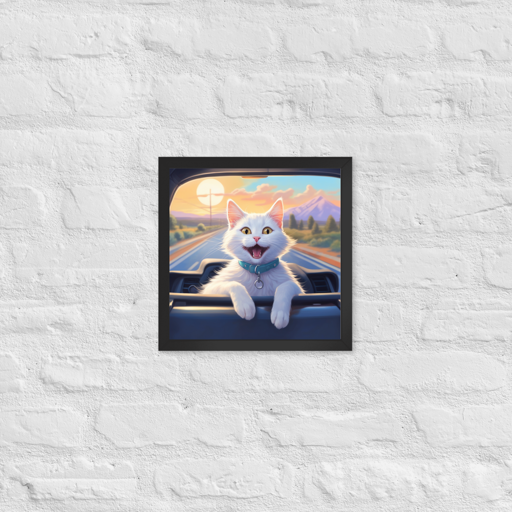 PugMug Custom White Companion Cat Framed Print