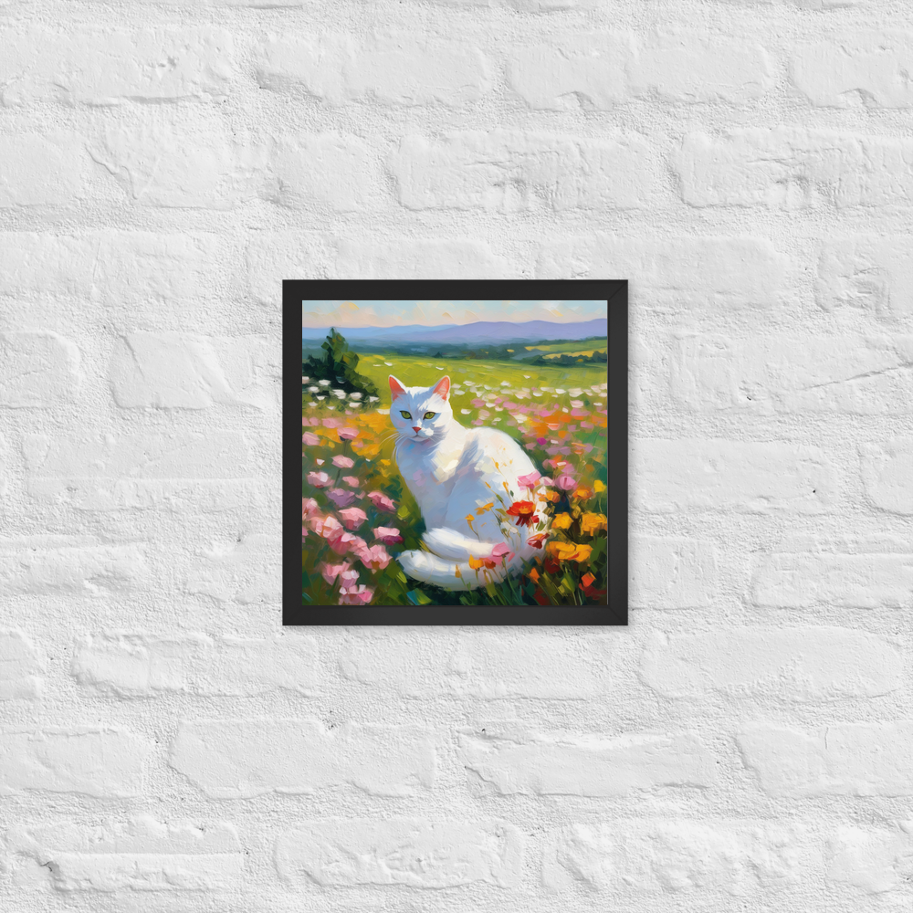 PugMug Custom White American Shorthair Cat Framed Print