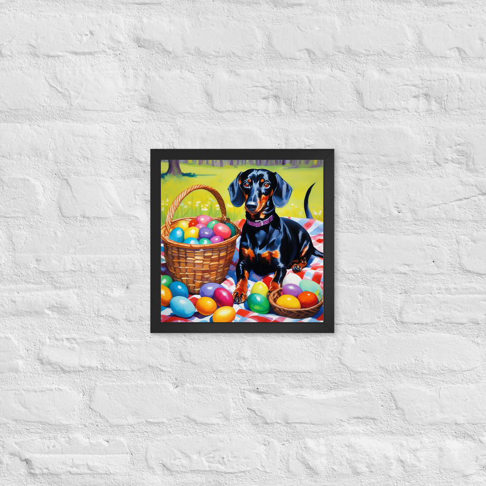 PugMug Custom Black Dachshund Framed Print