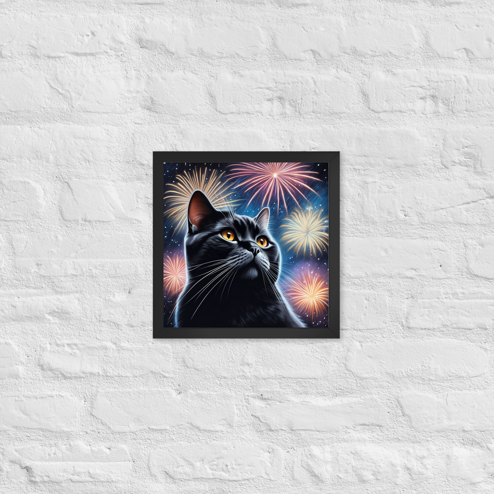 PugMug Custom Black British Shorthair Cat Framed Print