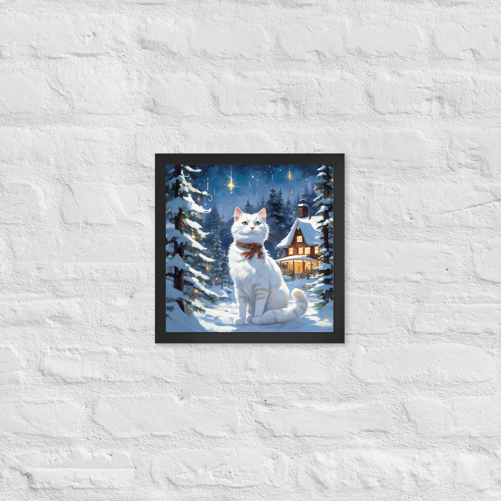 PugMug Custom White Companion Cat Framed Print