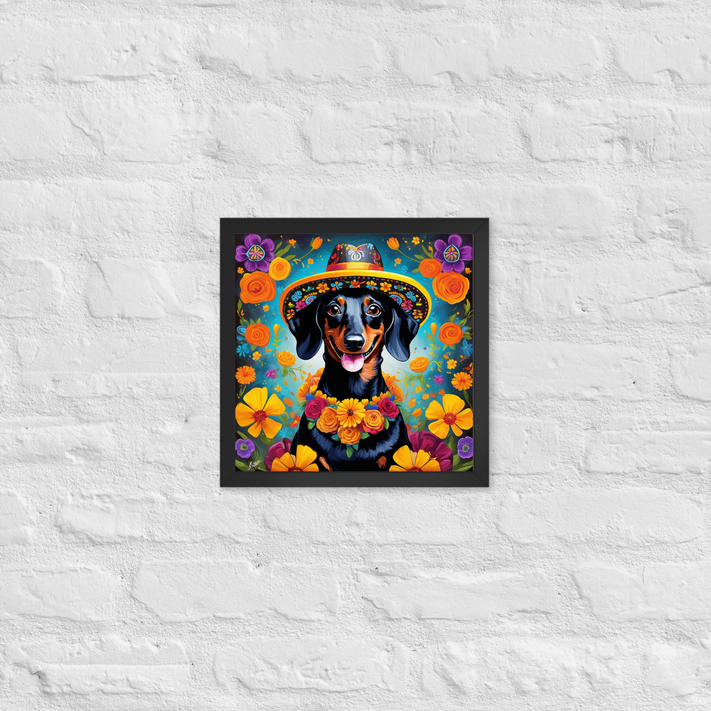 PugMug Custom Black Dachshund Framed Print