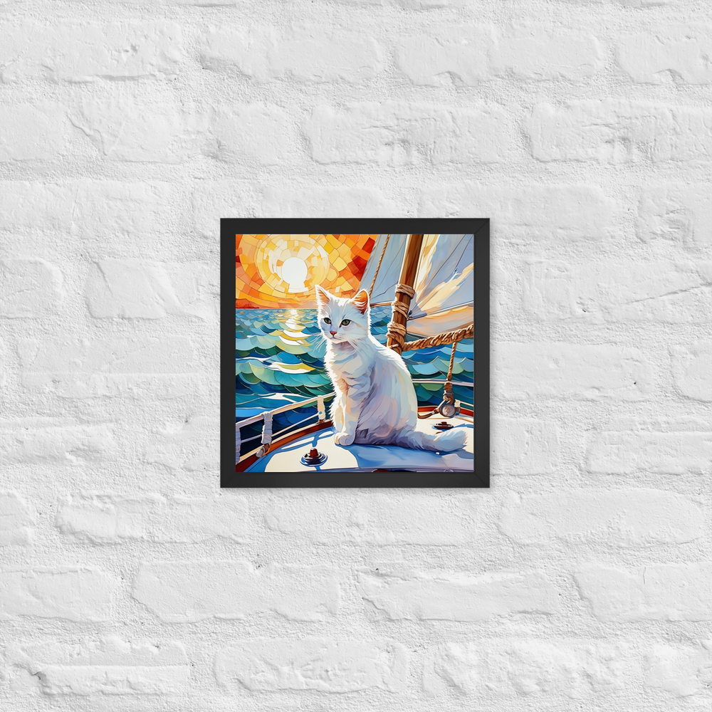 PugMug Custom White Companion Cat Framed Print