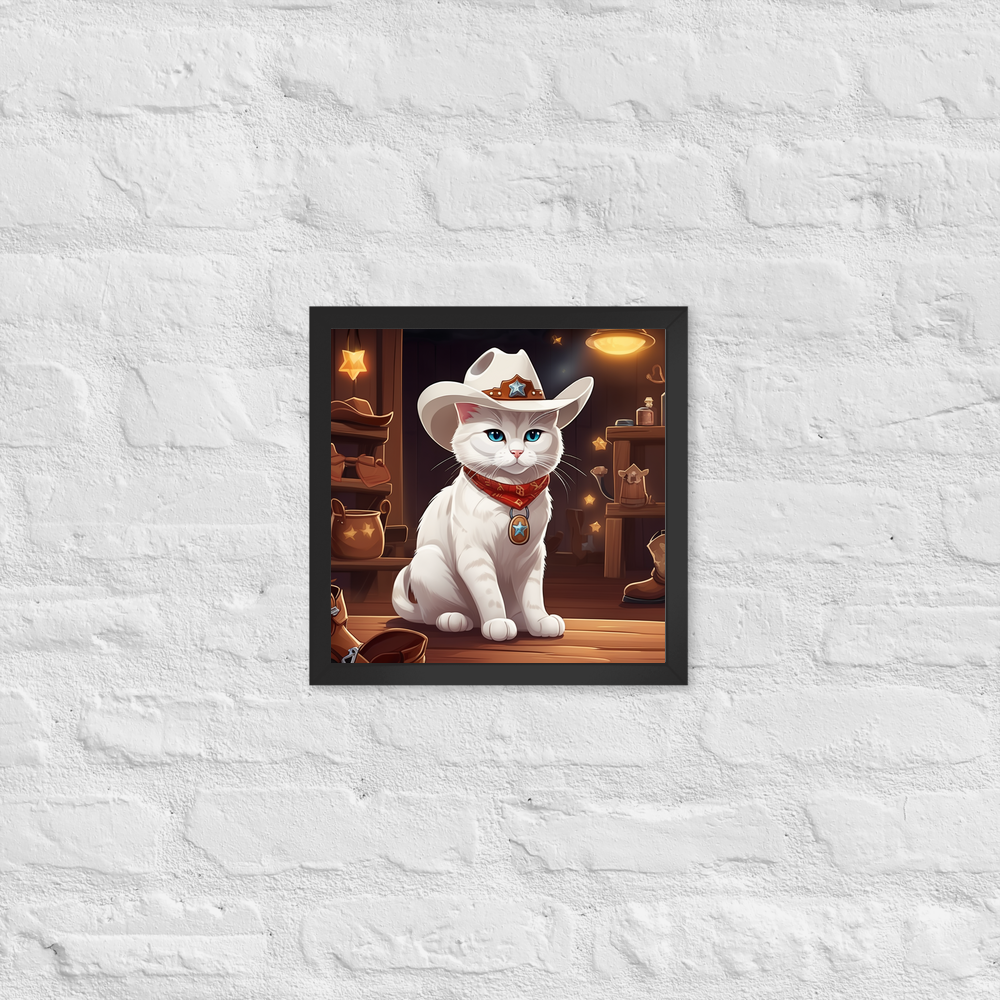 PugMug Custom White Companion Cat Framed Print