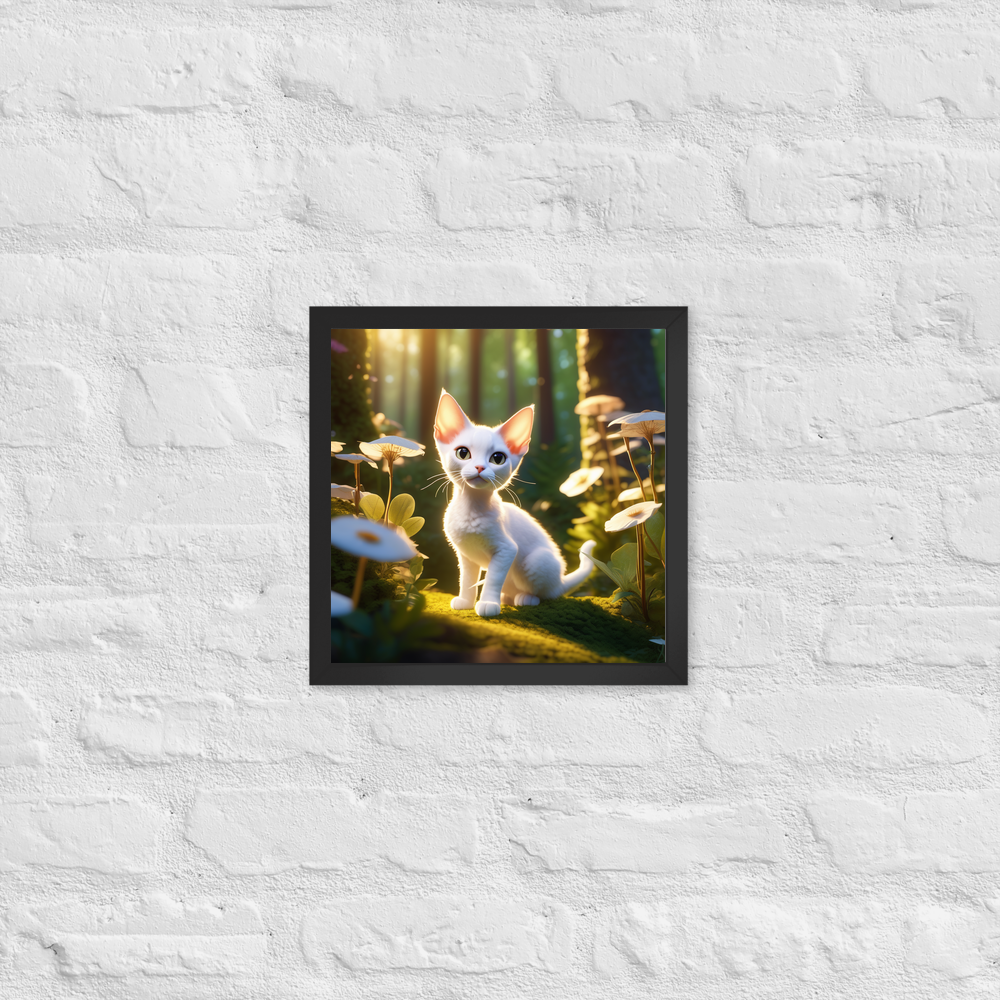 PugMug Custom White Devon Rex Cat Framed Print