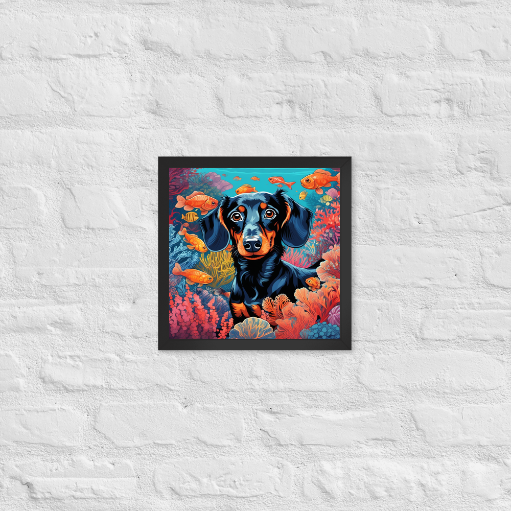 PugMug Custom Black Dachshund Framed Print