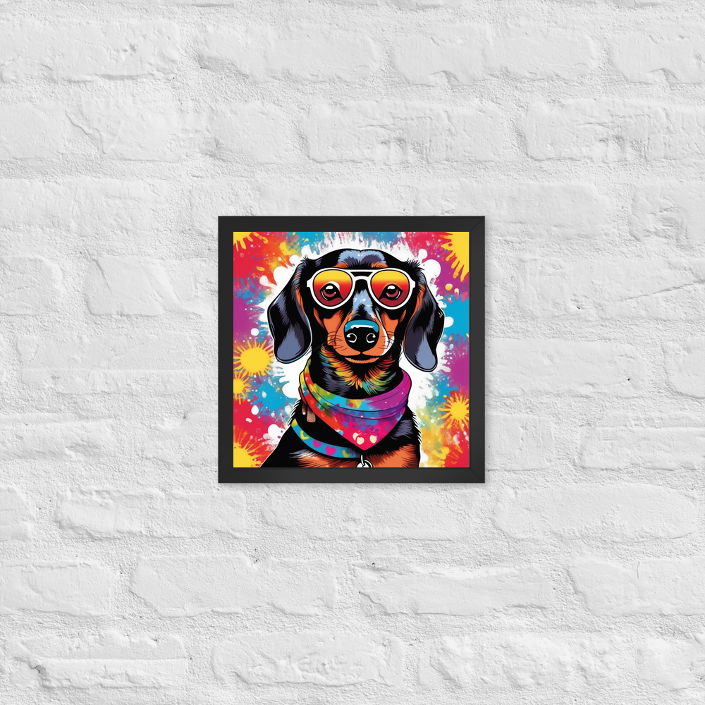 PugMug Custom Black Dachshund Framed Print