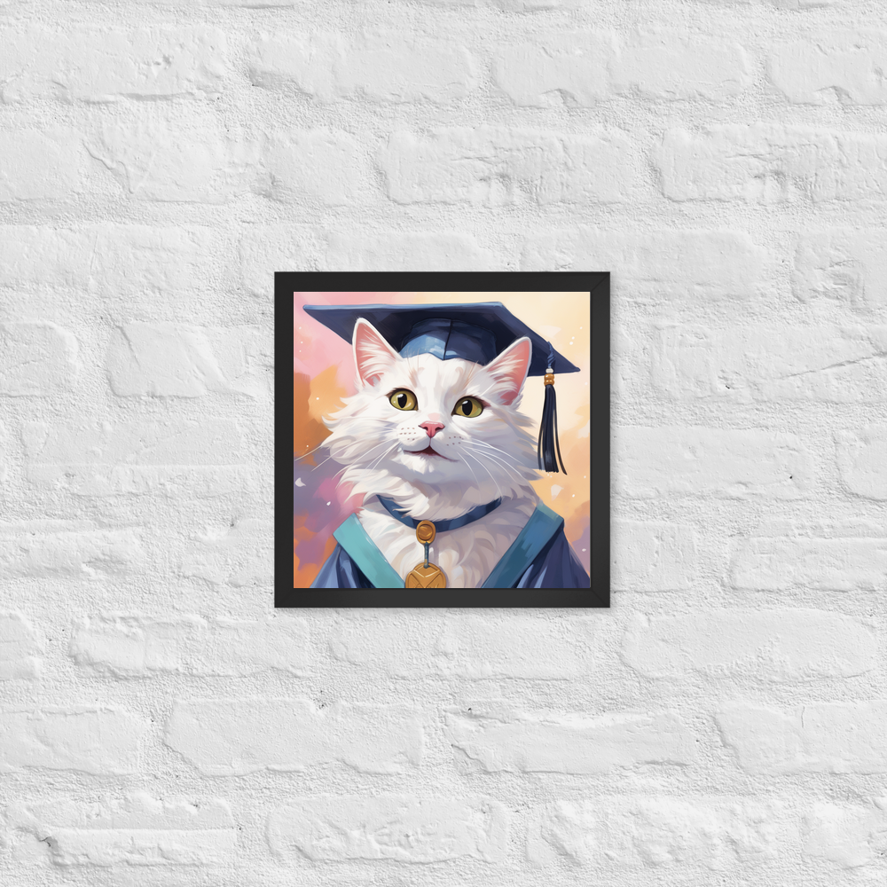 PugMug Custom White Companion Cat Framed Print