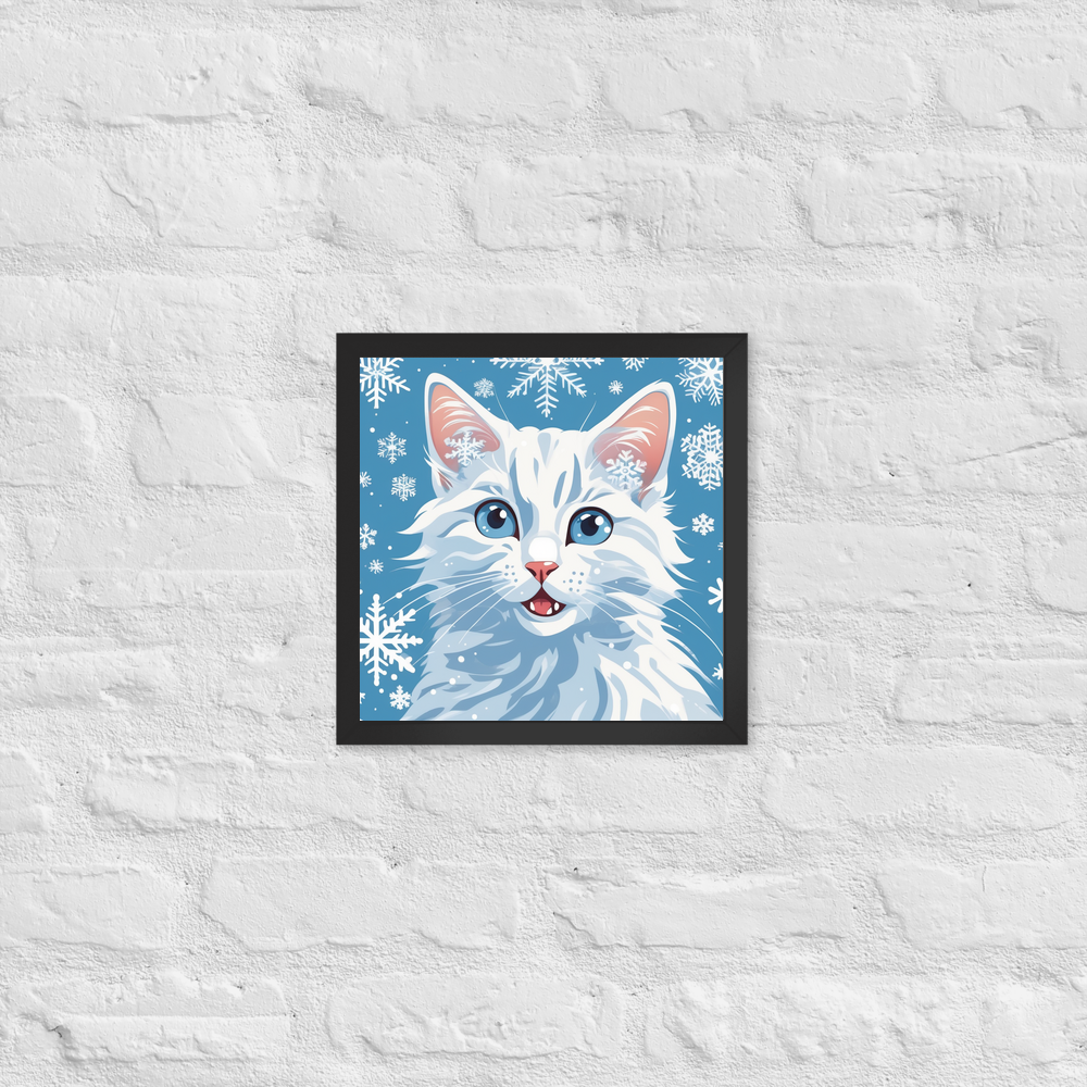 PugMug Custom White Companion Cat Framed Print