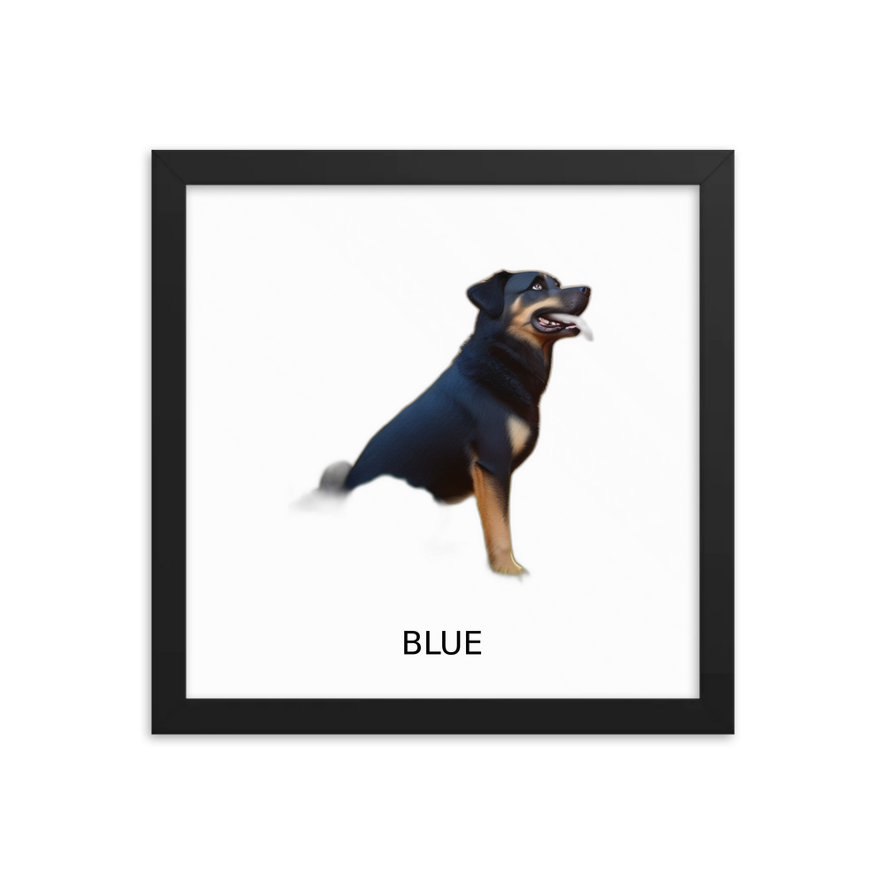 PugMug Custom Blue Framed Print with Your Pet’s Name