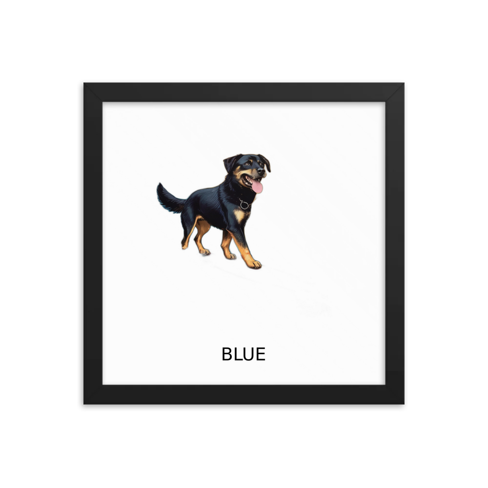 PugMug Custom Blue Framed Print with Your Pet’s Name