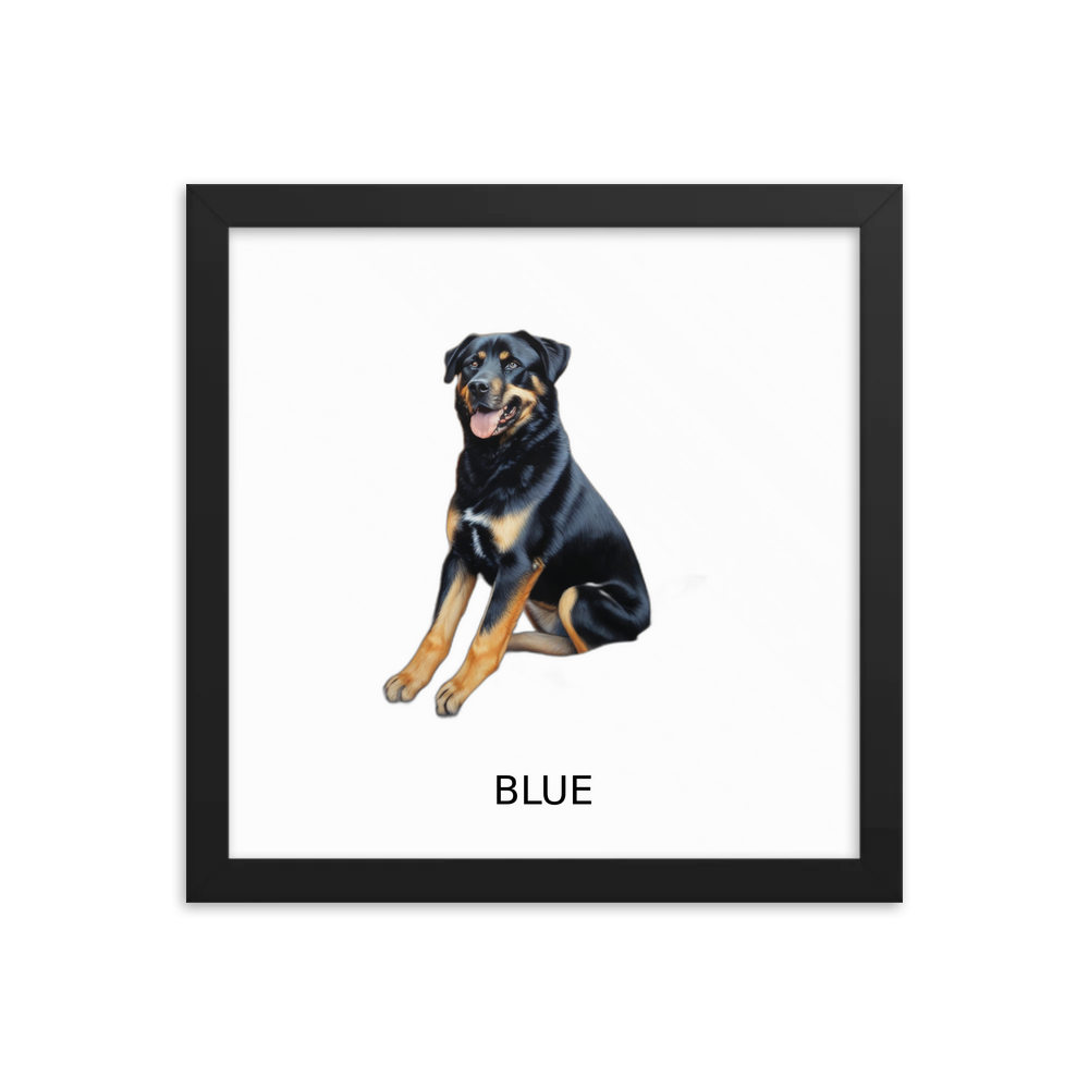 PugMug Custom Blue Framed Print with Your Pet’s Name