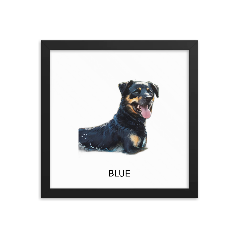 PugMug Custom Blue Framed Print with Your Pet’s Name