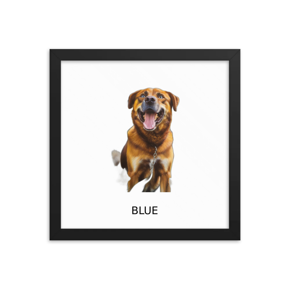 PugMug Custom Blue Framed Print with Your Pet’s Name