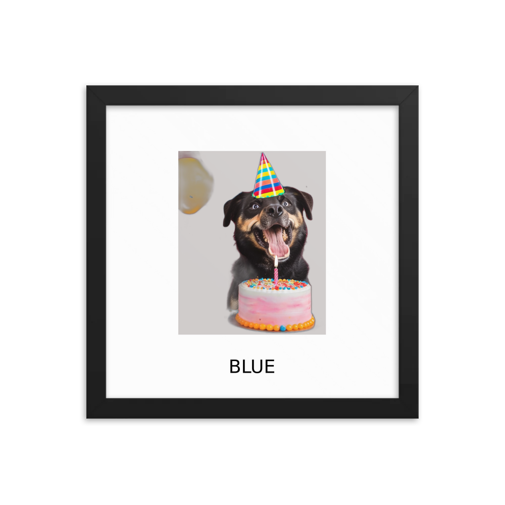 PugMug Custom Blue Framed Print with Your Pet’s Name