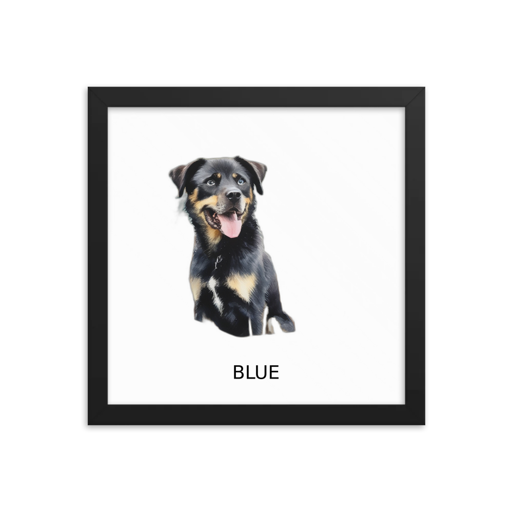 PugMug Custom Blue Framed Print with Your Pet’s Name
