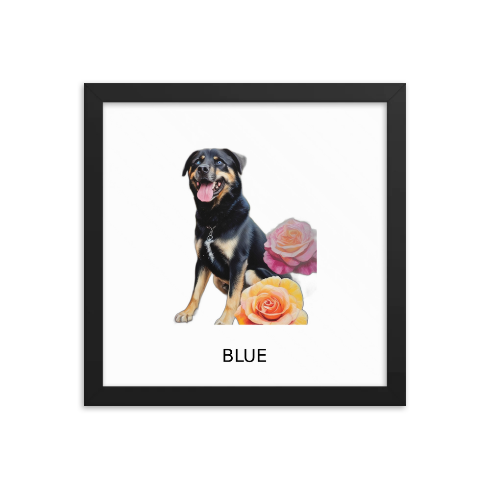 PugMug Custom Blue Framed Print with Your Pet’s Name