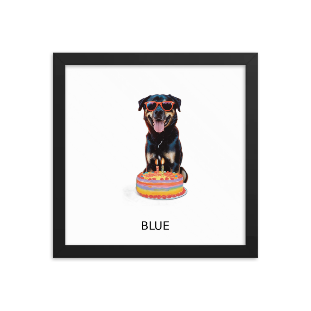 PugMug Custom Blue Framed Print with Your Pet’s Name