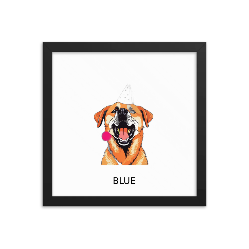 PugMug Custom Blue Framed Print with Your Pet’s Name
