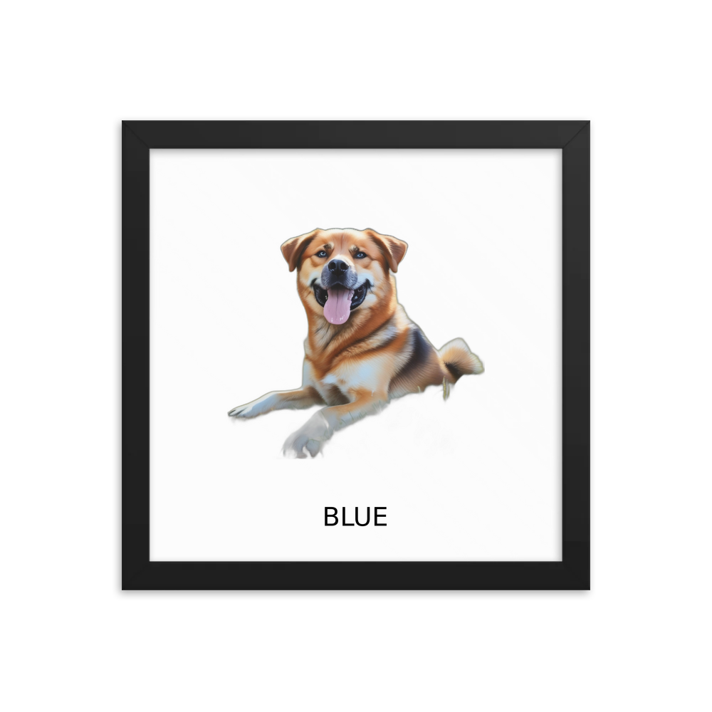 PugMug Custom Blue Framed Print with Your Pet’s Name
