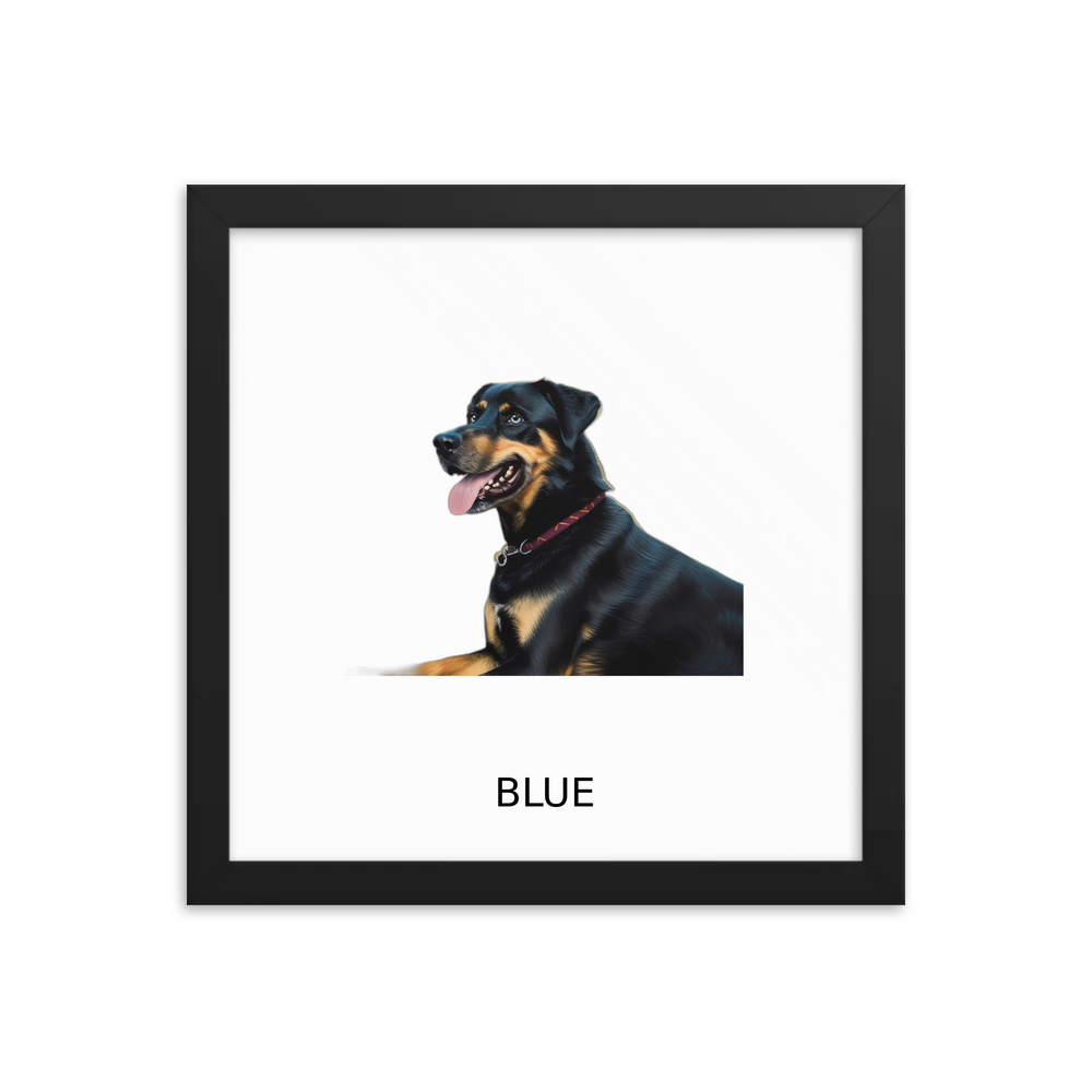 PugMug Custom Blue Framed Print with Your Pet’s Name