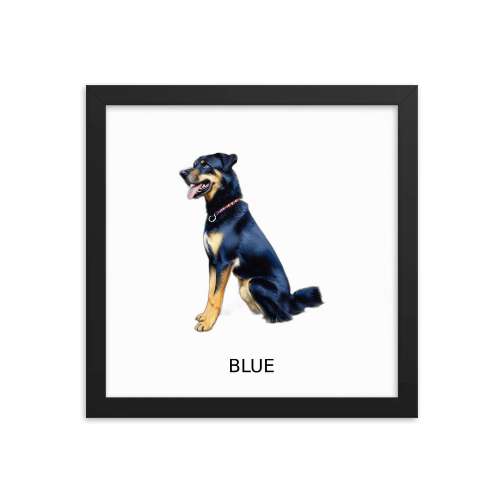 PugMug Custom Blue Framed Print with Your Pet’s Name