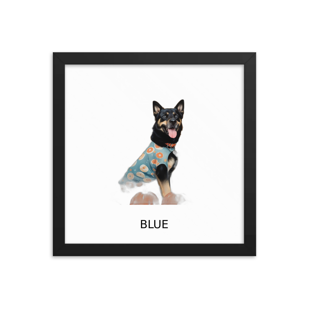PugMug Custom Blue Framed Print with Your Pet’s Name