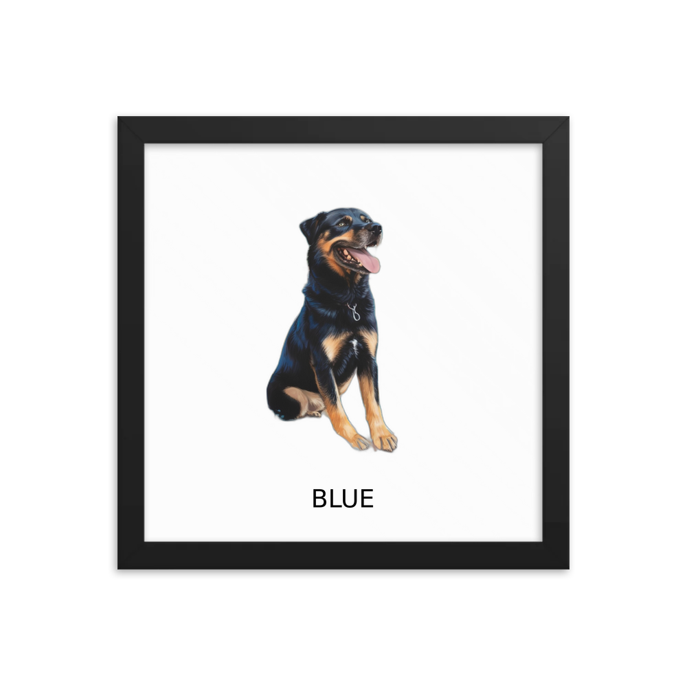 PugMug Custom Blue Framed Print with Your Pet’s Name