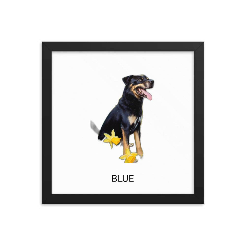 PugMug Custom Blue Framed Print with Your Pet’s Name
