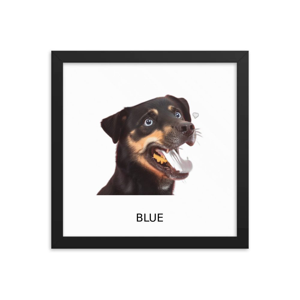PugMug Custom Blue Framed Print with Your Pet’s Name