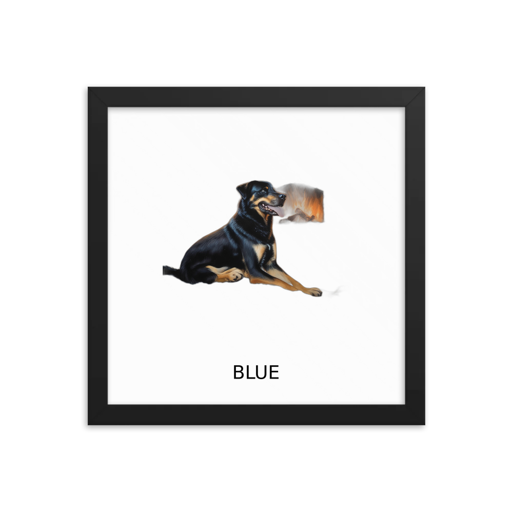 PugMug Custom Blue Framed Print with Your Pet’s Name