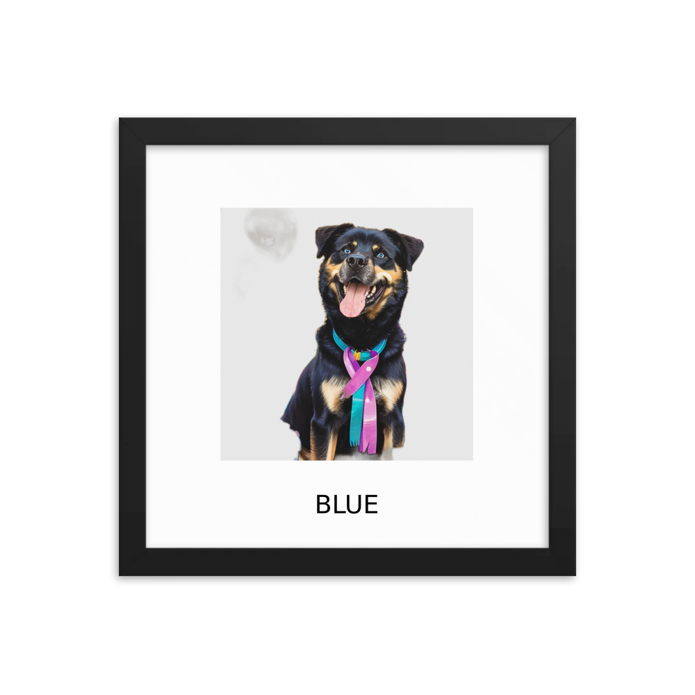 PugMug Custom Blue Framed Print with Your Pet’s Name