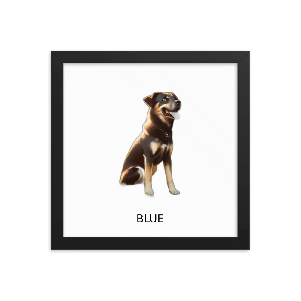 PugMug Custom Blue Framed Print with Your Pet’s Name
